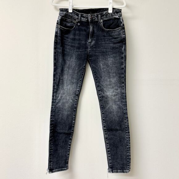 R13 Alison Mid Rise Whiskered Denim Skinny Jeans Morrison Black Women's Size 28 - Picture 3 of 6